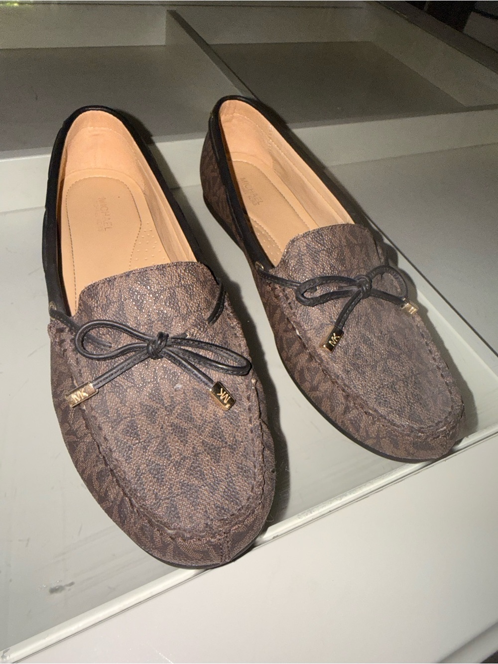 Michael Kors Brown MK Logo Driving Moccasins
